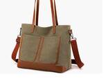 Canvas Tote Bag For Women Multi-pocket Shoulder Bag Handbags Retro Ladies Hobo Shopping - photo 1