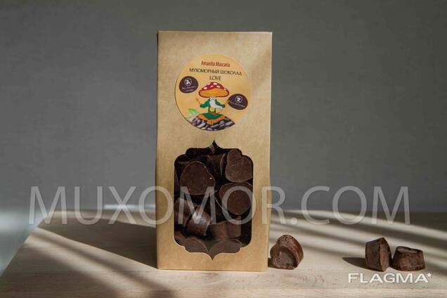 Chocolate with red mushroom "LOVE" 216 g (36 hearts) / Шоколад з червоним мухомором