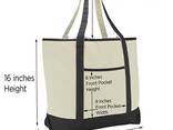 Cotton Canvas Zipper Tote with Bottom &amp; Over Shoulder Handles - photo 3