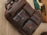 Genuine Leather Backpack for Men Multi Pockets School Travel Daypack - photo 2