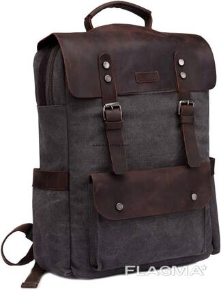 Laptop Backpack for Women, Casual Canvas Leather