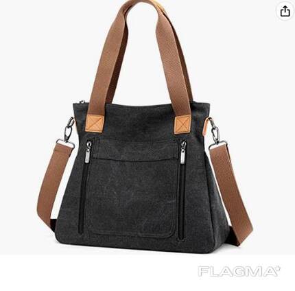 Women Canvas Handbag Shoulder bags Casual Multi-Pocket Top Handle Tote Crossbody Shopping